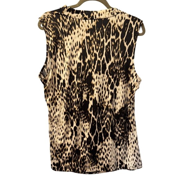 Worthington Womens Sleeveless Cowl Neck Animal Print Top Sz XL blouse - Picture 10 of 12